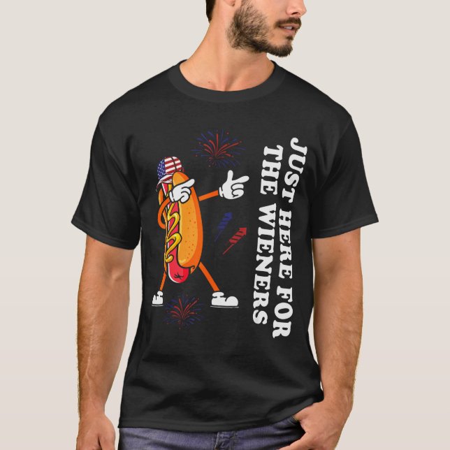 Camiseta I'm Just Here For The Wieners Funny 4th Of July  (Frente)