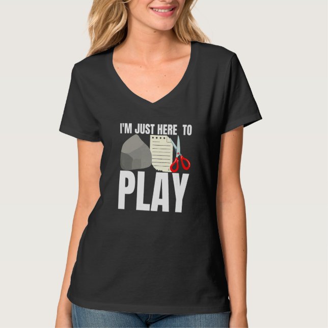 Camiseta I'm Just Here To Play Rock Paper Scissors Adult De (Frente)