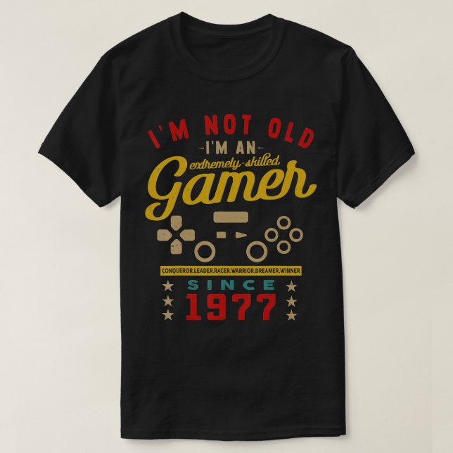 Camiseta Im Não Antigo Im Um Videogame 1977QualificadoJogos (Frente do Design)