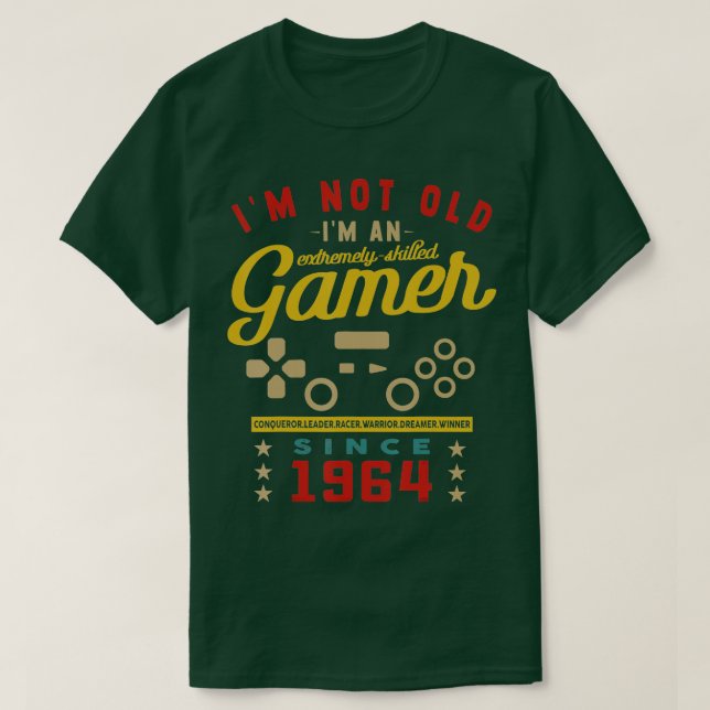 Camiseta Im Não Antigo Im Um Videogame De 1964QualificadoJo (Frente do Design)