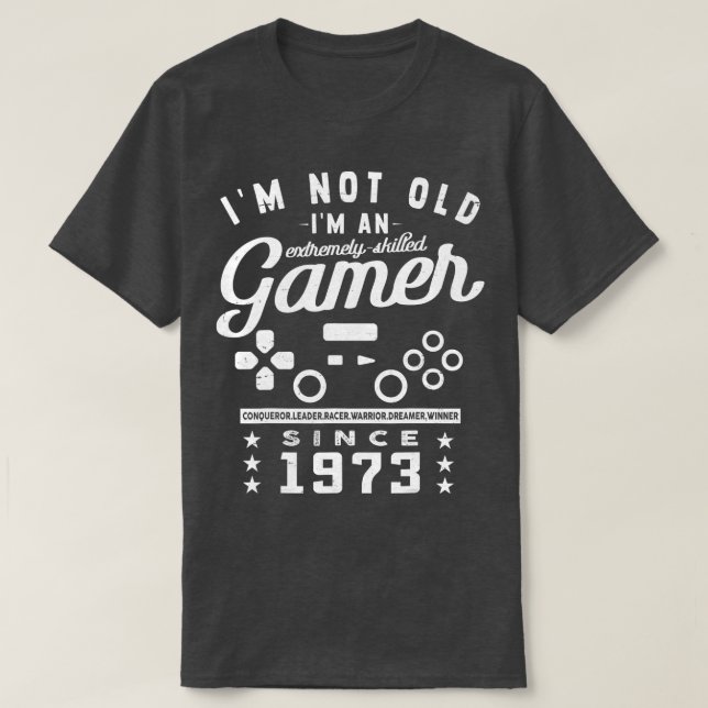 Camiseta Im Não Antigo Im Um Videogame De 1973Qualificado (Frente do Design)