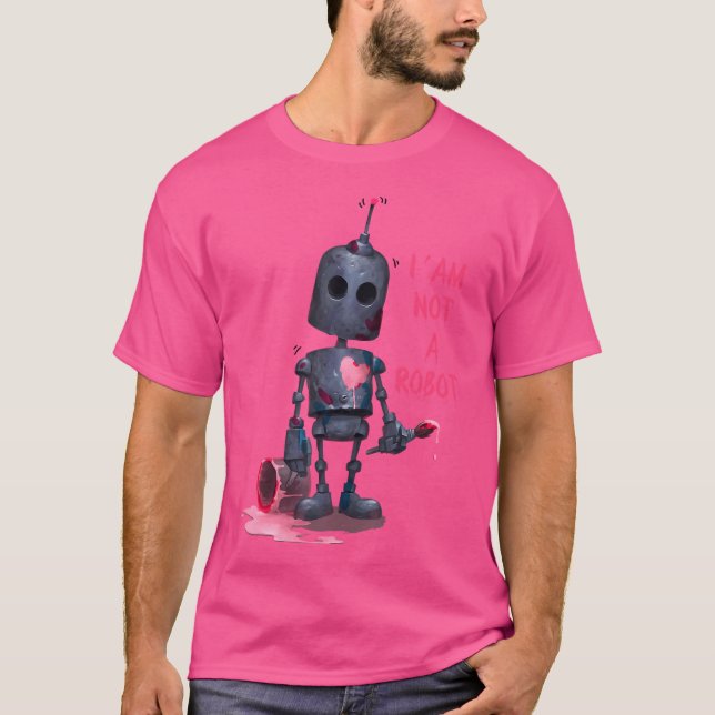Camiseta I'M Not A Robot Grey With Computer Internet (Frente)
