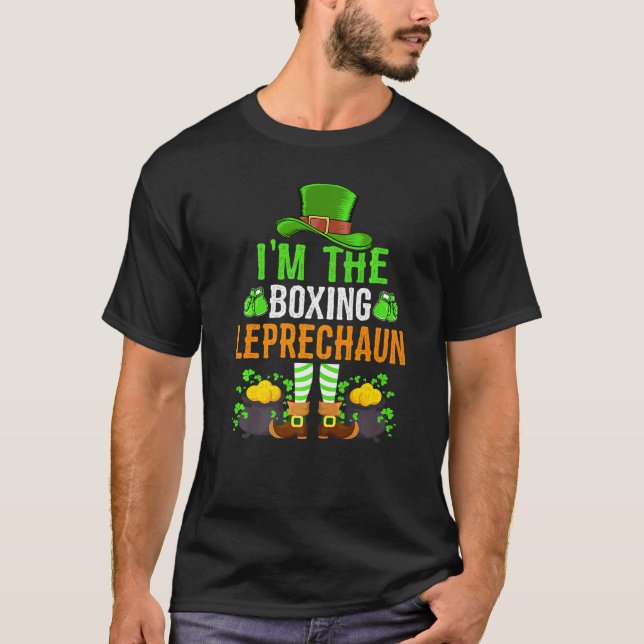 Camiseta Im O Dia de São Patrício Leprechaun De Boxing (Frente)