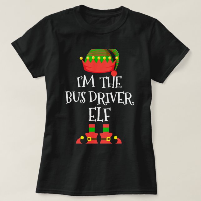 Camiseta IM O driver de barramento ELF Christmas Elf Group  (Frente do Design)