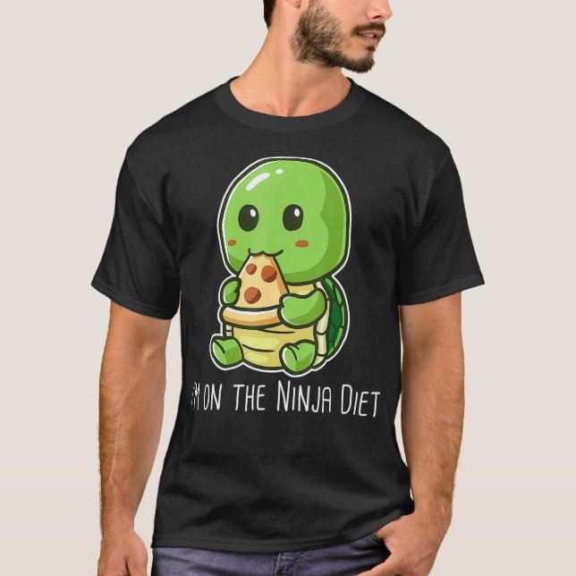Camiseta Im On The Ninja Diet Funny Turtle Eating Pizza (Frente)