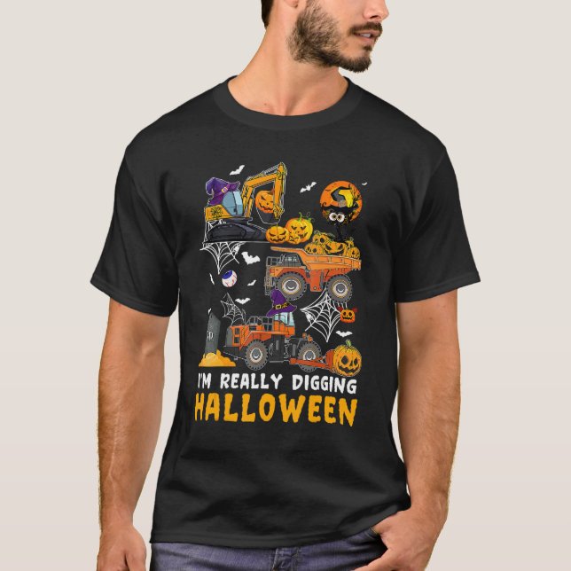 Camiseta I'm Really Digging Halloween Construction Vehicle  (Frente)