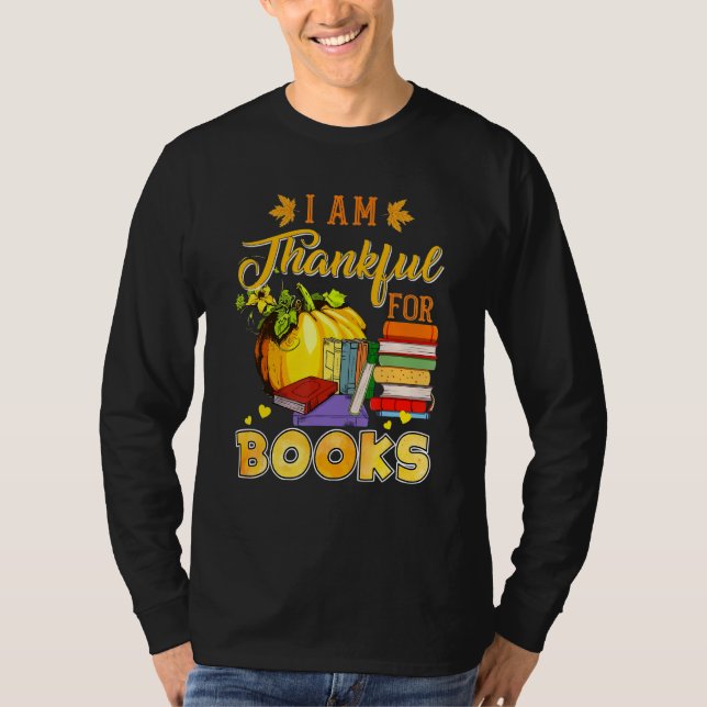 Camiseta I'm Thankful For Books Lover Reading Pumpkin Thank (Frente)