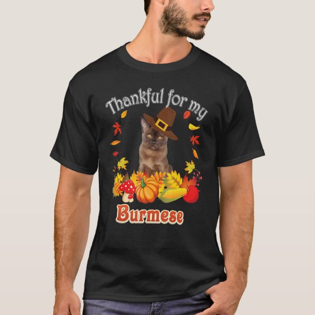Camiseta I'm Thankful For My Burmese Cat Thanksgiving Pumpk (Frente)