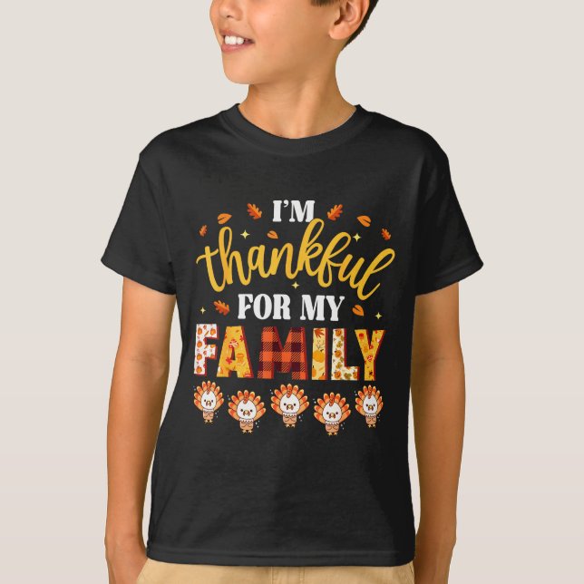 Camiseta I'm Thankful For My Family Thanksgiving Turkeys Fa (Frente)