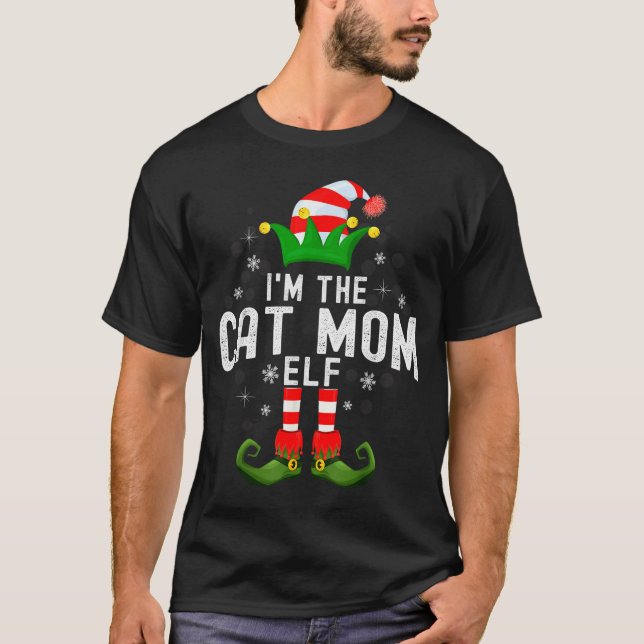 Camiseta I'm The Cat Mom Elf Christmas Family Pjs Costume  (Frente)