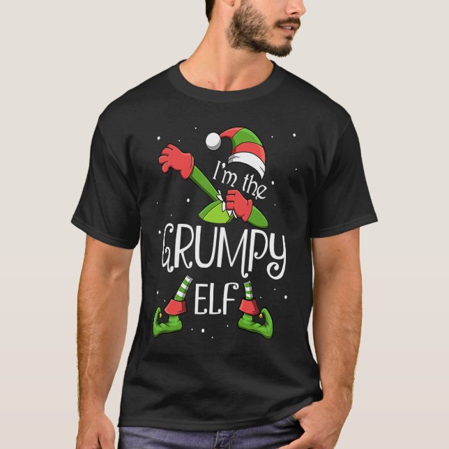 Camiseta I'm The Grumpy Elf Dabbing Santa Claus Xmas For Fa (Frente)