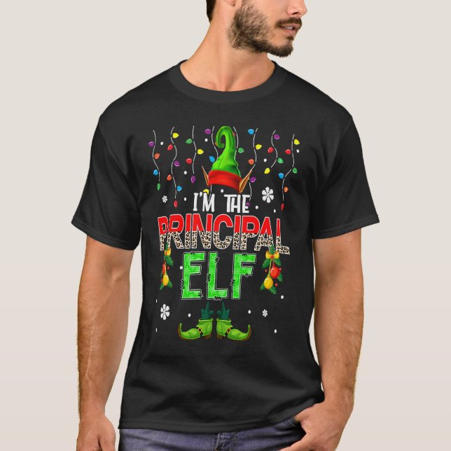 Camiseta I'm The Principal Elf Xmas Leopard Elf Costume  Fa (Frente)