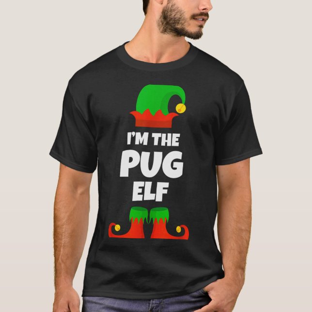 Camiseta I'm The Pug Elf Family Pajama Christmas Funny Dog  (Frente)