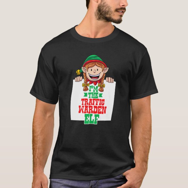 Camiseta I'm the traffic warden elf female elf family match (Frente)