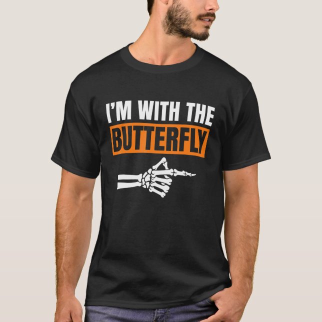 Camiseta I'm With Butterfly Halloween Costume Party Matchin (Frente)