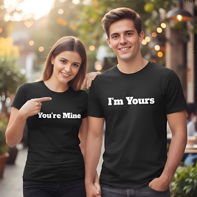 Camiseta I'm Yours Custom Text Black Mens Couples (Criador carregado)