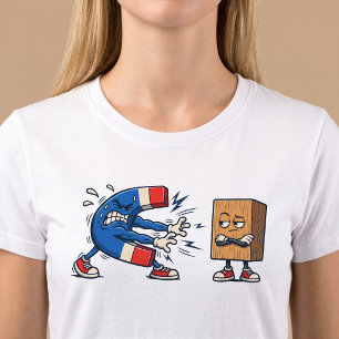 Camiseta Ímã vs Bloco de Madeira Engraçado