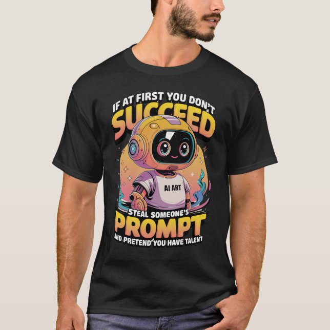 Camiseta 🤖 Imagem Ai Engraçada Prompt Roubou Memórias Sarc (Frente)