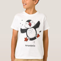 Imagem azul de desenho animado de puffin voador e