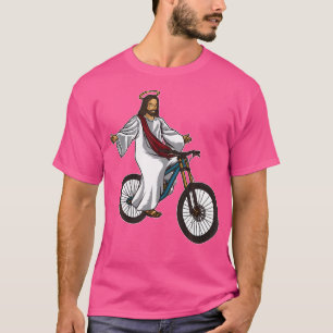 Camiseta Imagem Bicicleta Engraçado Jesus Andando De Montan