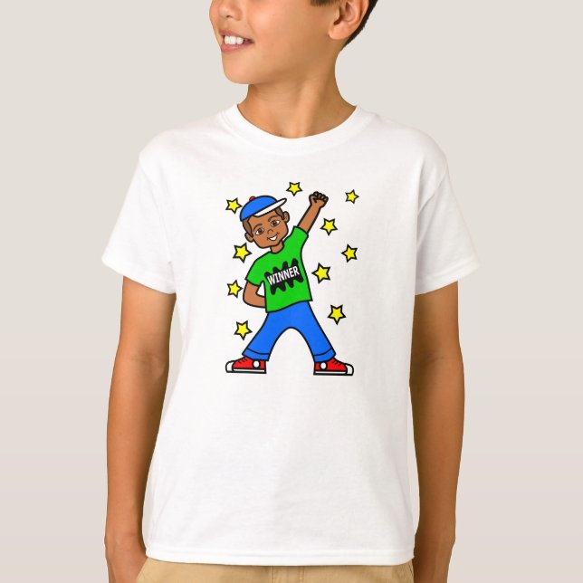 Camiseta Imagem bonito do vencedor do menino dos desenhos (Frente)