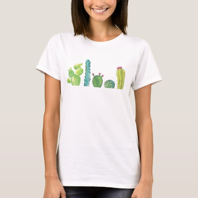 Camiseta Imagem Cactus Watercolor (Frente)