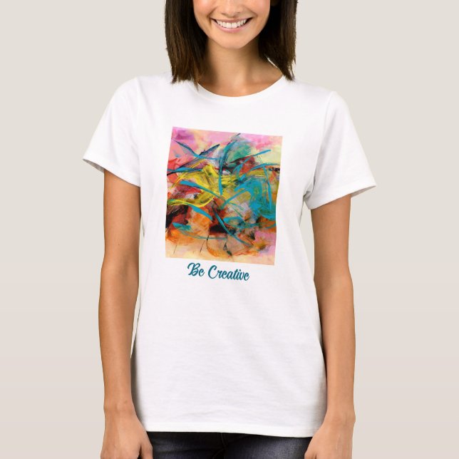 Camiseta Imagem Colorida de Abstrato, Sua Mensagem (Frente)