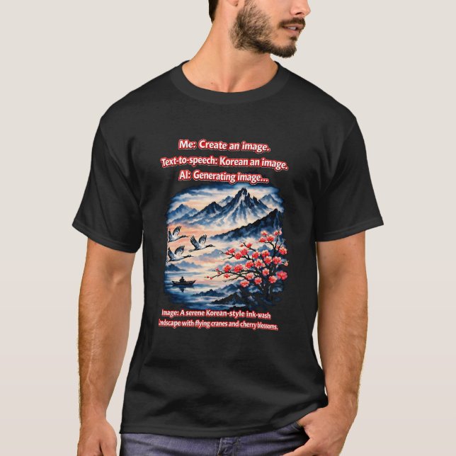 Camiseta Imagem coreana – Linda Comunicação Errada de IA (Frente)