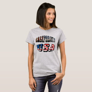 Camiseta Imagem da Califórnia e Texto do Sinalizador dos E