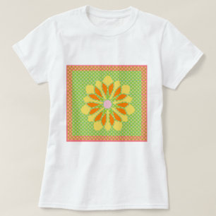 Camiseta Imagem da Flor Amarela no Frame T-Shirt Pontilhado