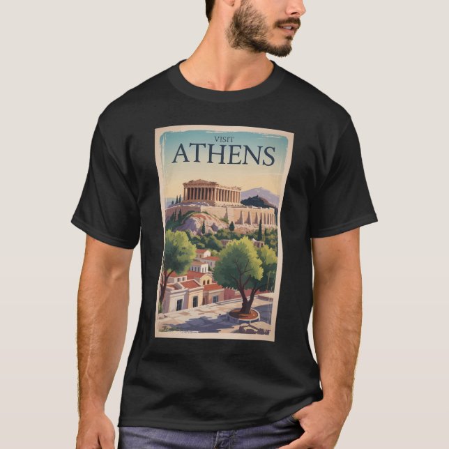 Camiseta Imagem da Grécia de Atenas Vintage (Frente)