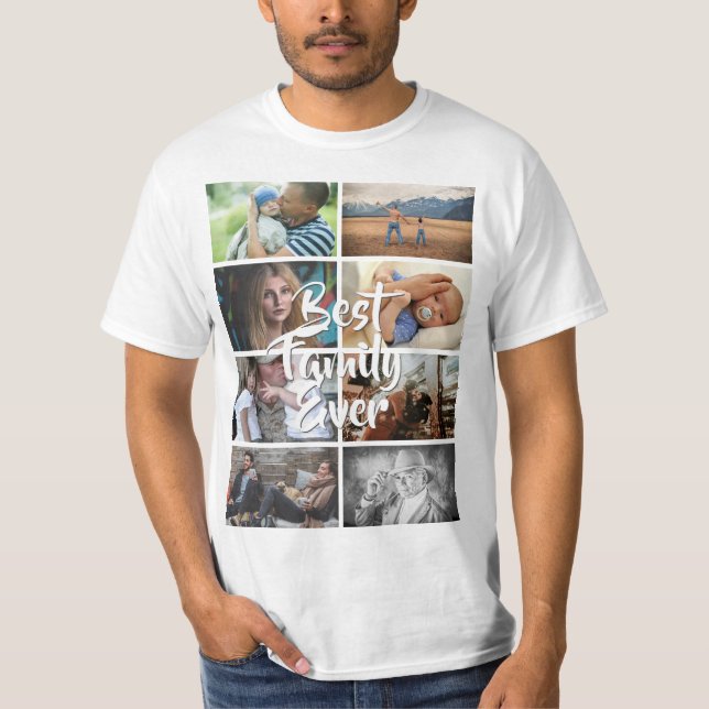 Camiseta Imagem da melhor família de colagem de 8 fotos per (Frente)