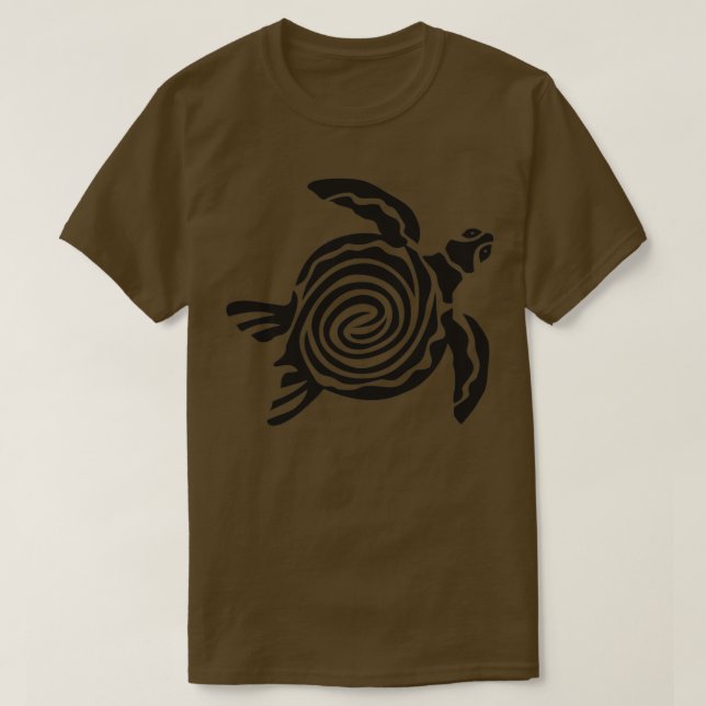 Camiseta Imagem da Tartaruga do Mar Desenhada à Mão (Frente do Design)