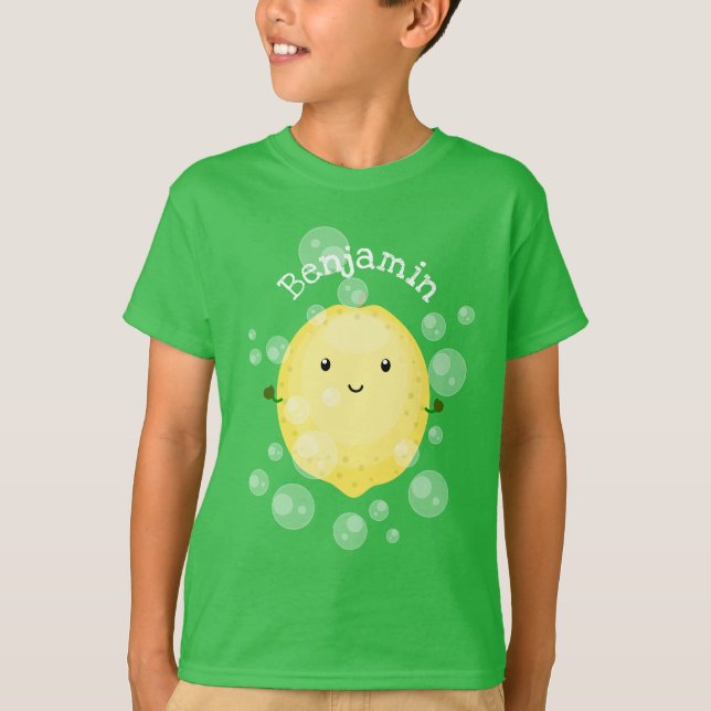 Camiseta Imagem das bolhas de fruta de limão-branco (Frente)