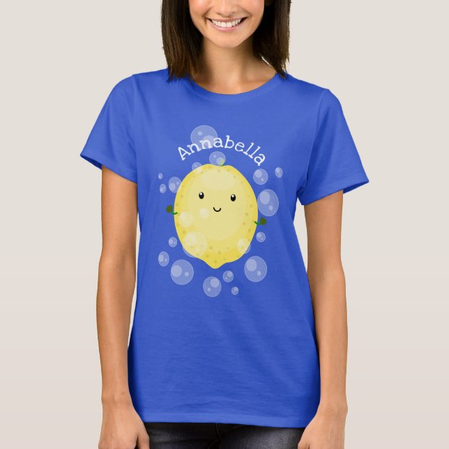 Camiseta Imagem das bolhas de fruta de limão-branco (Frente)