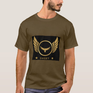 Camiseta Imagem de Águia de Texto Doce Cor Marrom Homem ou 