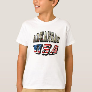 Camiseta Imagem de Arkansas e de bandeira dos EUA texto