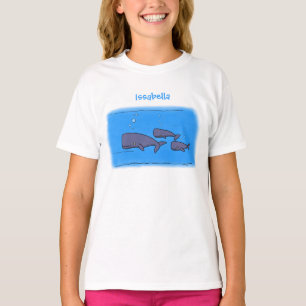 Camiseta Imagem de baleias de desenho animado em migração