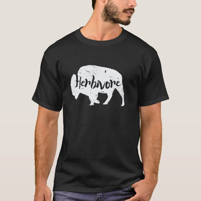 Camiseta Imagem de Bisão Herbívoro Poder Vegano Silhueta (Frente)