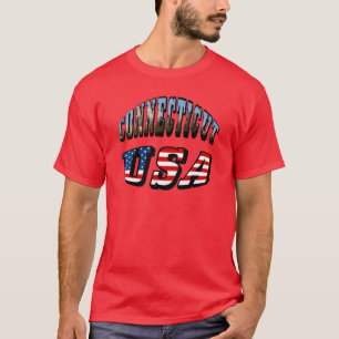 Camiseta Imagem de Connecticut e de bandeira dos EUA texto