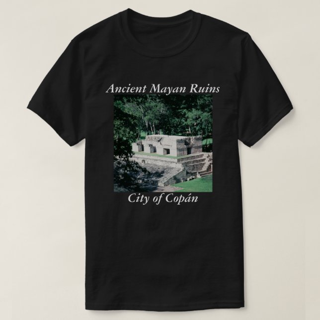 Camiseta Imagem de Copan da antiga Mayan Ruins (Frente do Design)