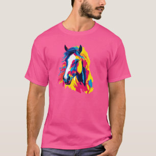 Camiseta Imagem de Cor de Água do Retrato Horso