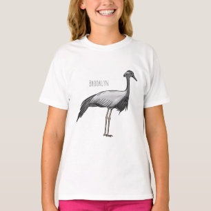 Camiseta Imagem de desenho animado de aves de guindaste dem