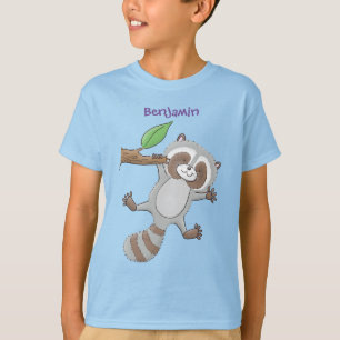 Camiseta Imagem de desenho animado de bebê guaxinim feliz e