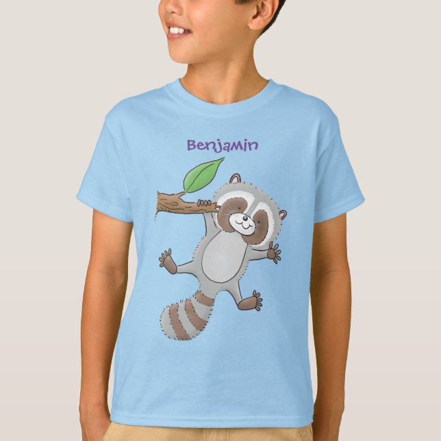 Camiseta Imagem de desenho animado de bebê guaxinim feliz e (Frente)