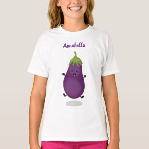 Camiseta Imagem de desenho animado de beringela doce e feli