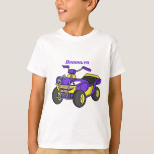 Camiseta Imagem de desenho animado de bicicleta Quad Roxo 