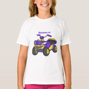 Camiseta Imagem de desenho animado de bicicleta Quad Roxo