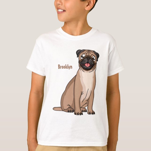 Camiseta Imagem de desenho animado de cachorro feliz e engr (Frente)