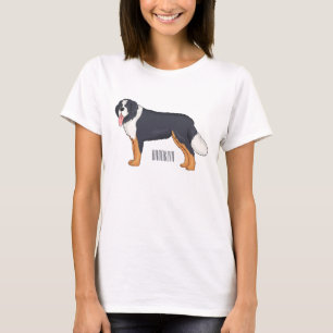 Camiseta Imagem de desenho animado de cão da montanha Berne